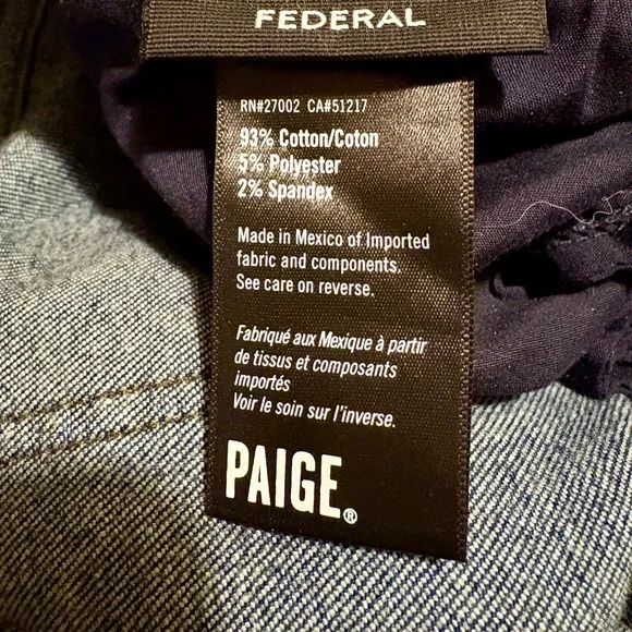 PAIGE Transcend Federal Unisex Stretch Slim Leg Denim in Hartweg